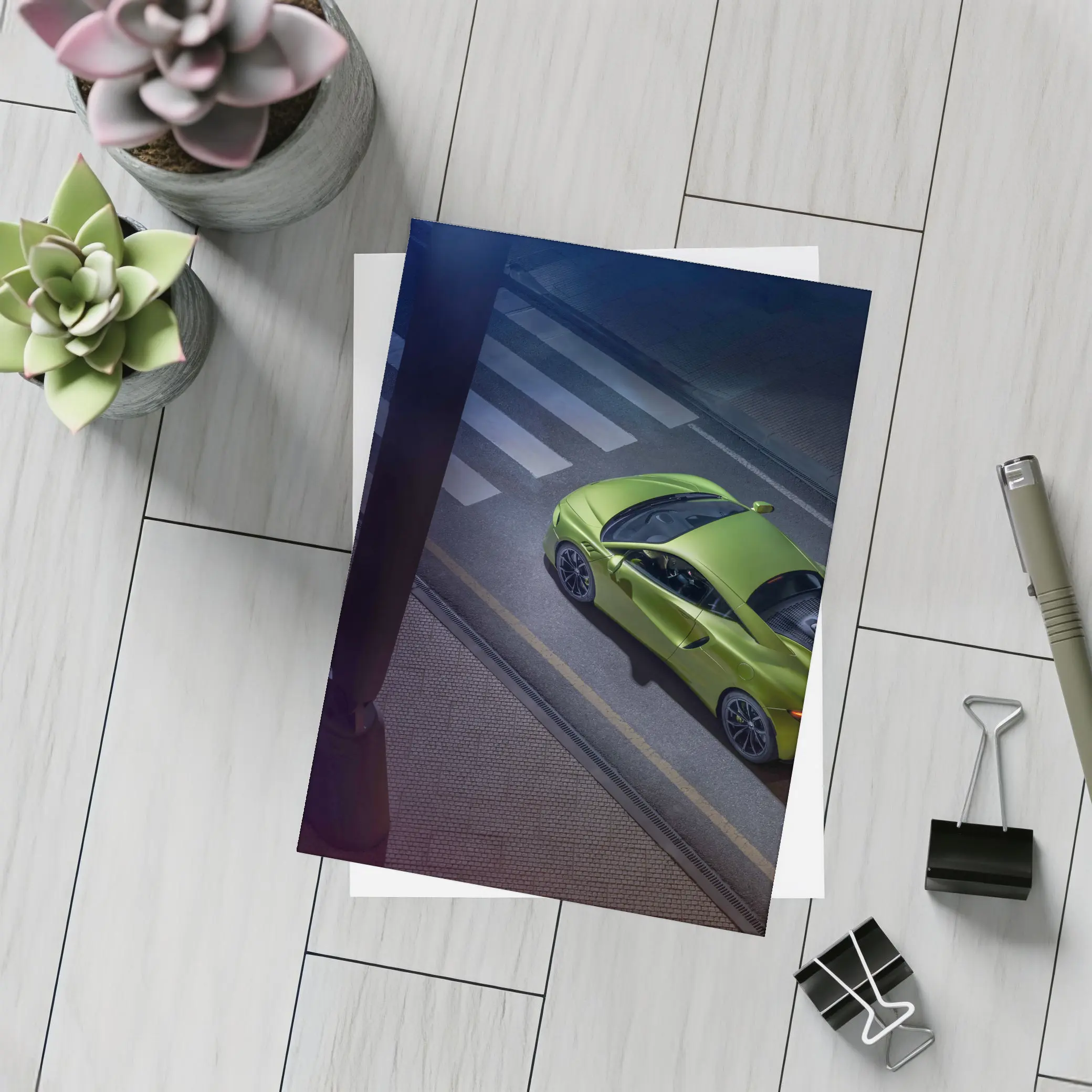 McLaren Artura Green Supercar City Street – Postcards