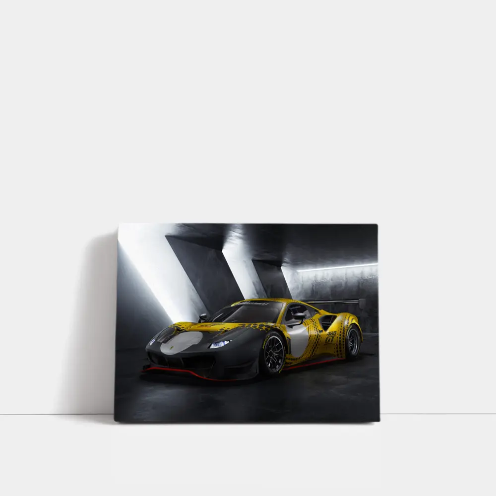 Ferrari 488 GT3 Yellow Racing Livery Dark – Wall Art