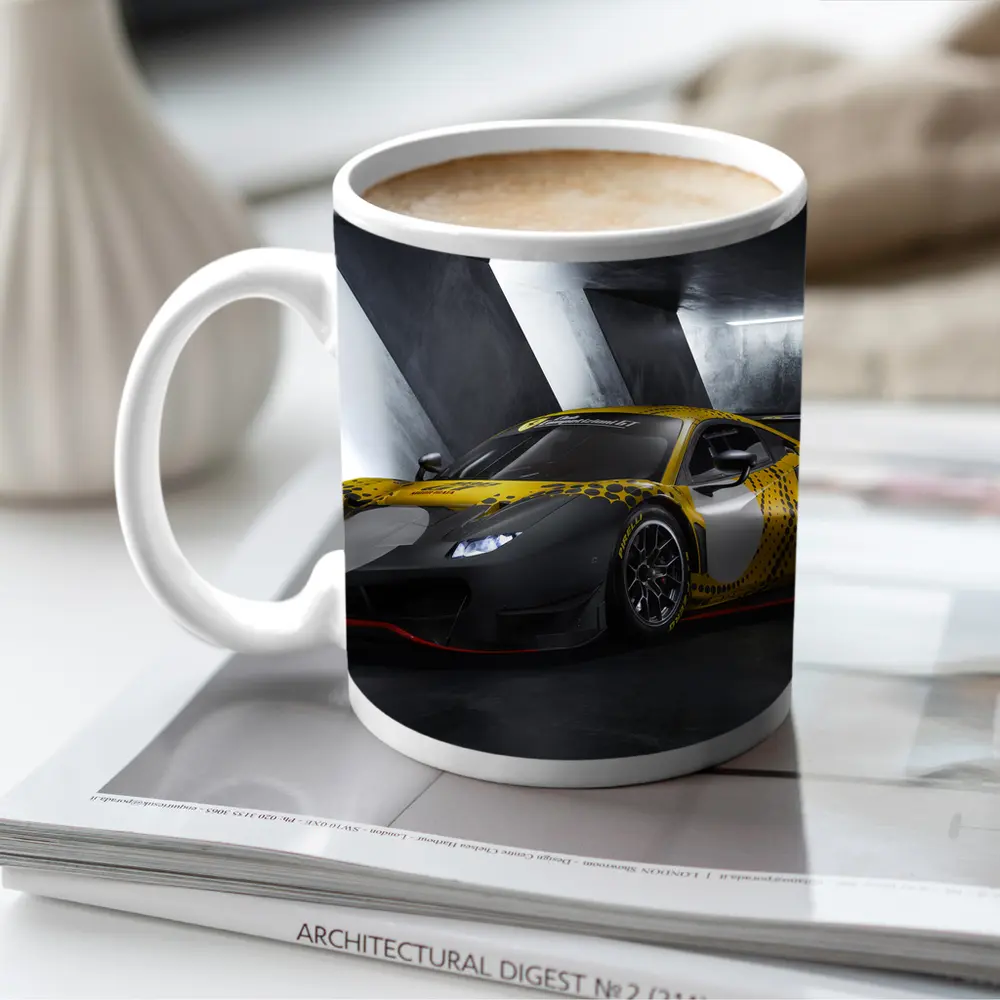 Ferrari 488 GT3 Yellow Racing Livery Dark – Mugs