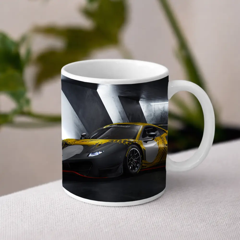 Ferrari 488 GT3 Yellow Racing Livery Dark – Mugs