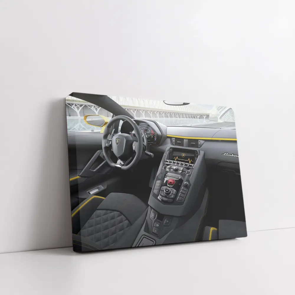 Lamborghini Aventador Interior Yellow Accent Detail – Wall Art