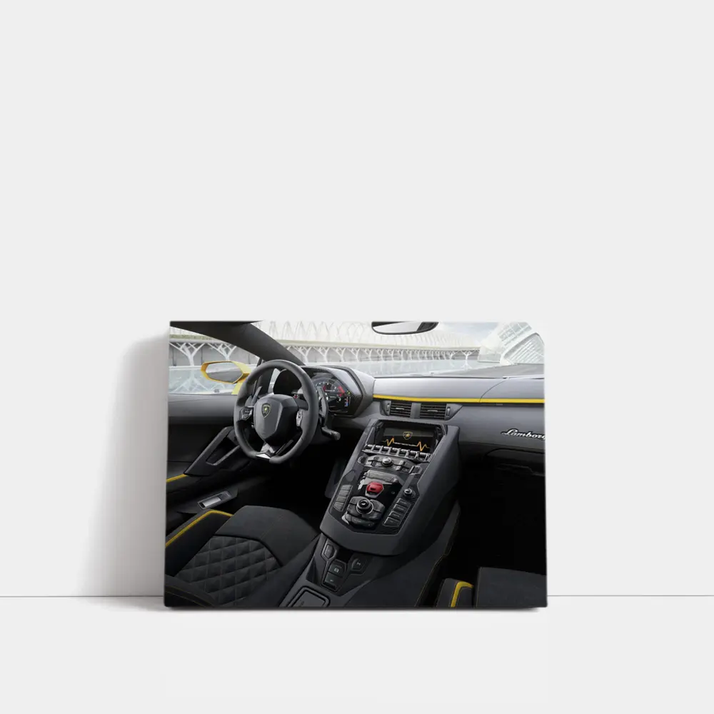 Lamborghini Aventador Interior Yellow Accent Detail – Wall Art