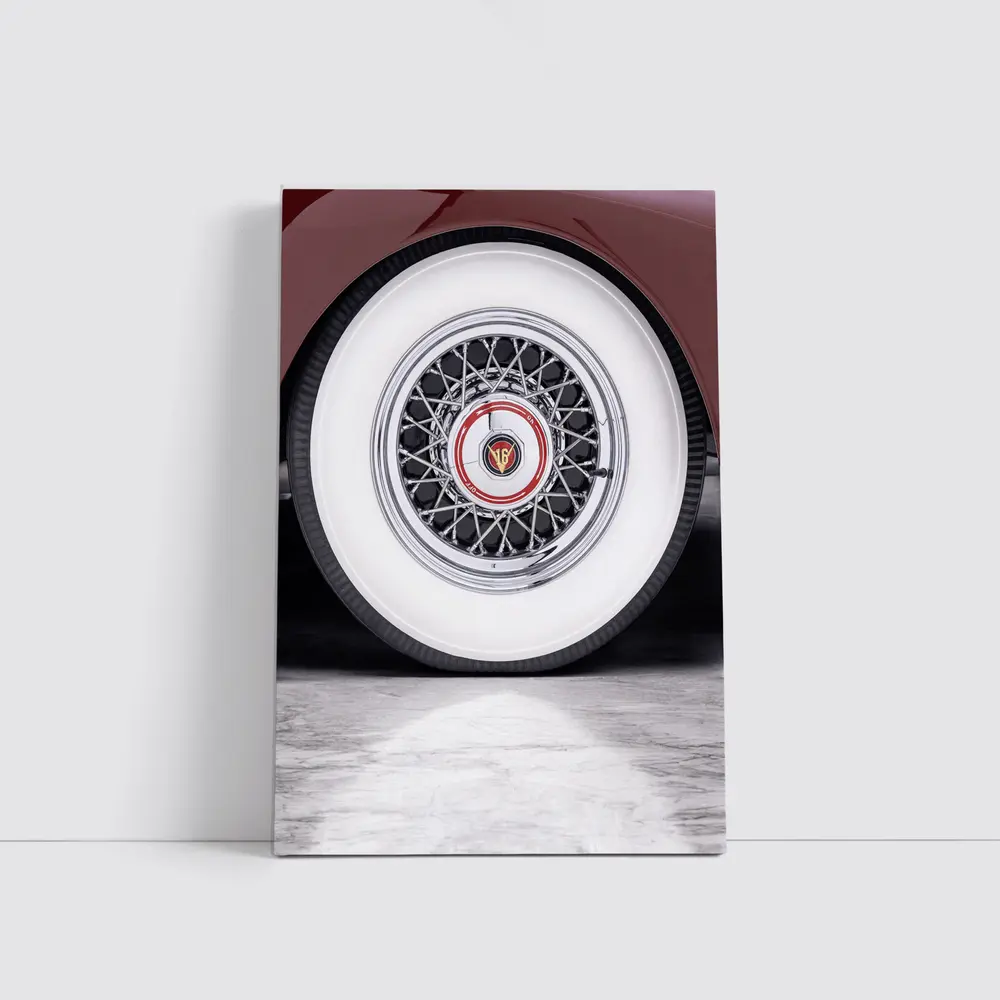 Classic Cadillac Whitewall Wire Wheel Marble – Wall Art