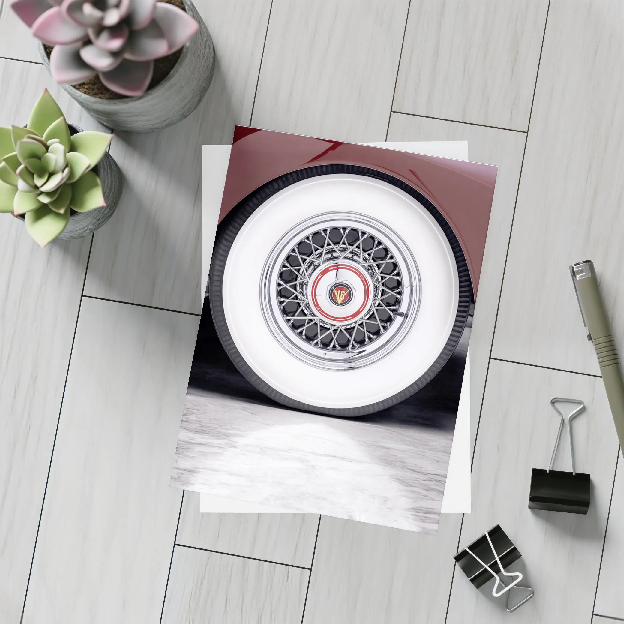 Classic Cadillac Whitewall Wire Wheel Marble – Postcards