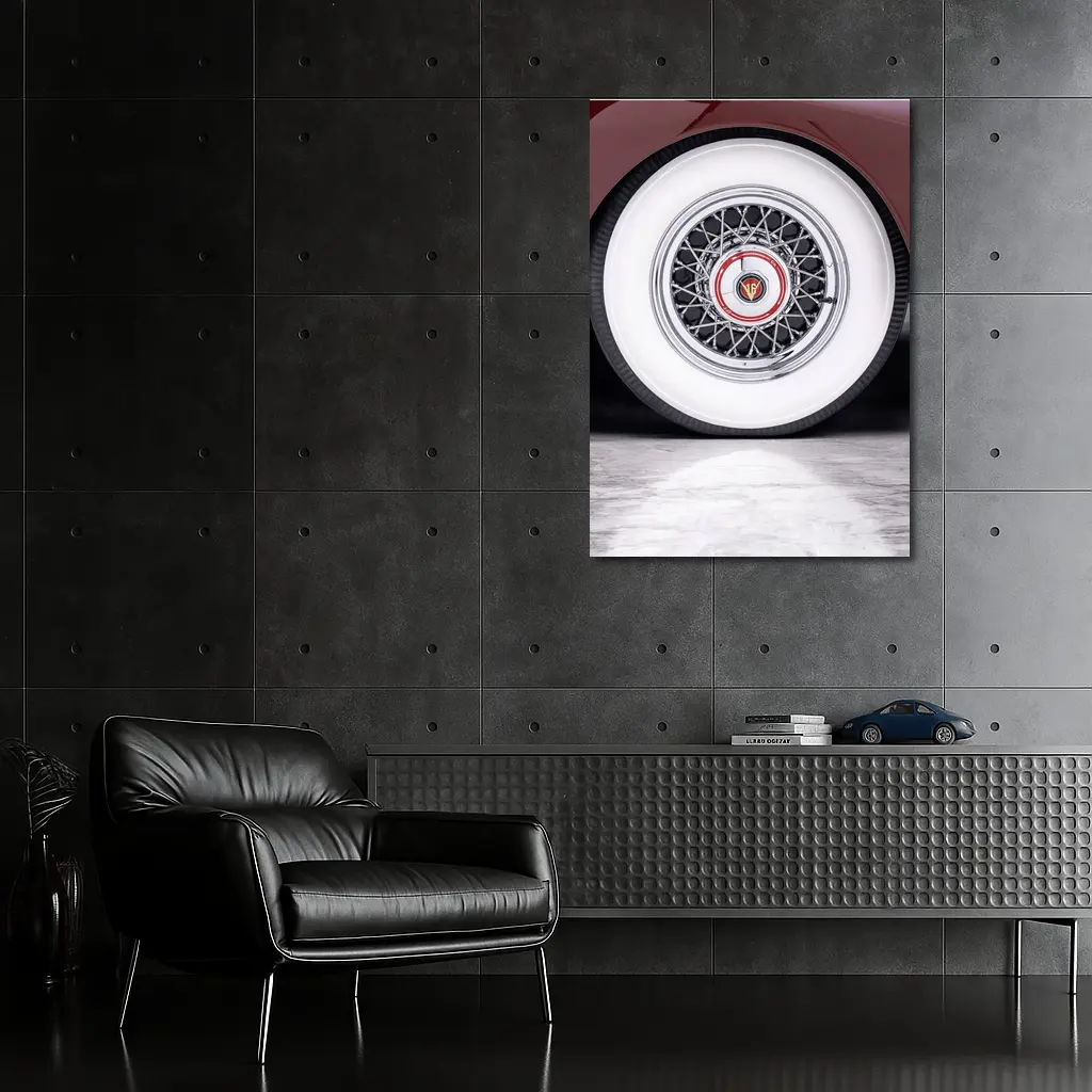 Classic Cadillac Whitewall Wire Wheel Marble – Wall Art