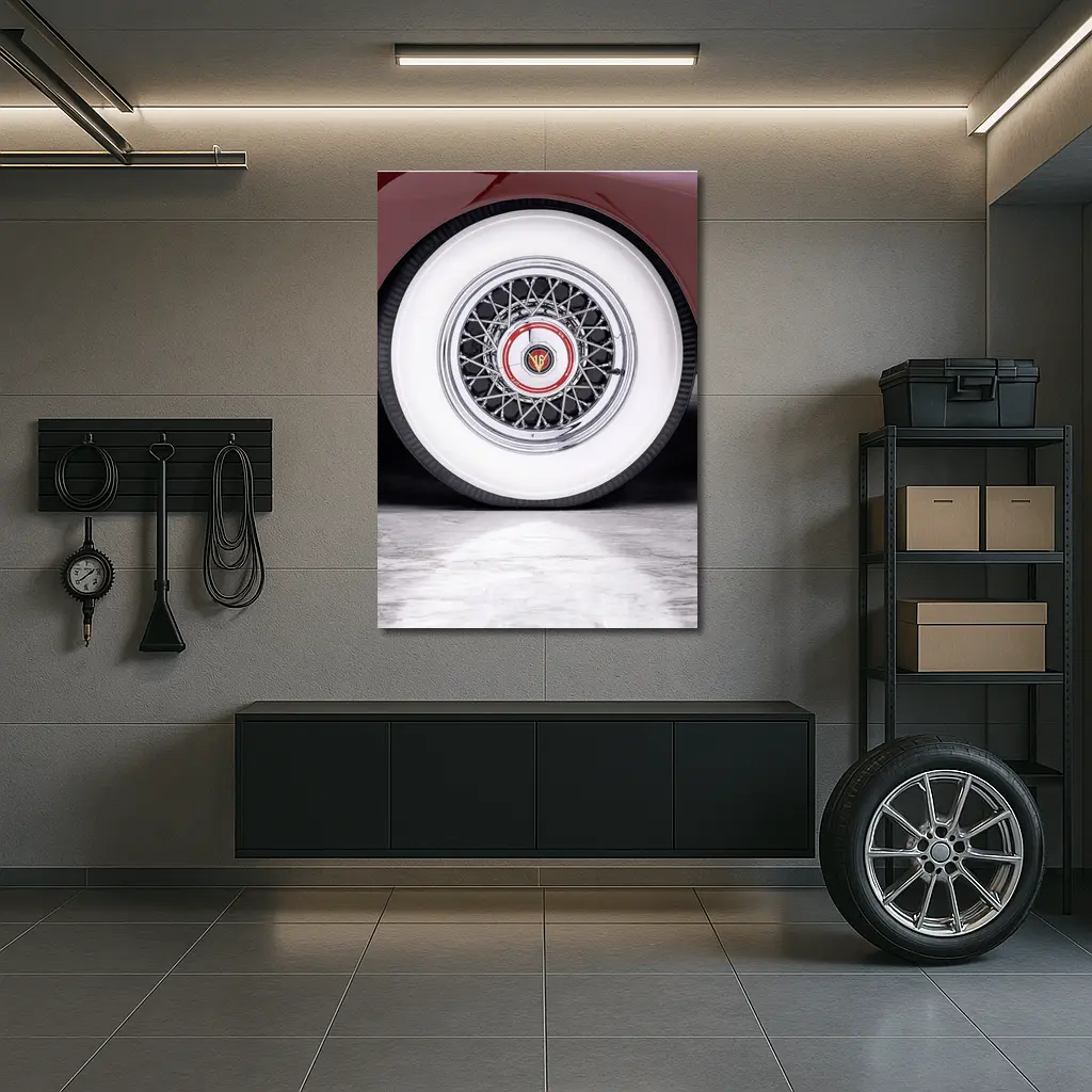 Classic Cadillac Whitewall Wire Wheel Marble – Wall Art