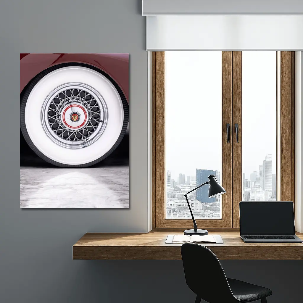 Classic Cadillac Whitewall Wire Wheel Marble – Wall Art