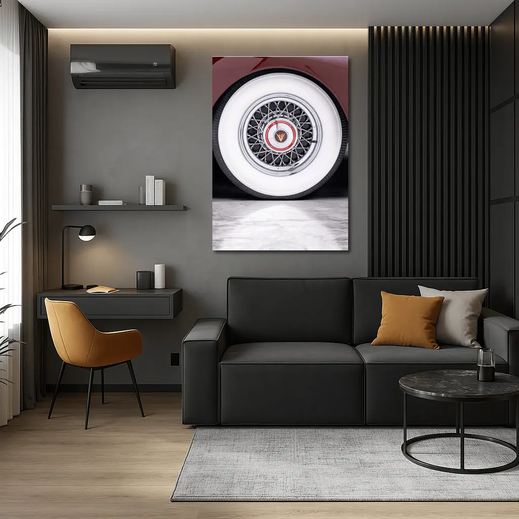 Classic Cadillac Whitewall Wire Wheel Marble – Wall Art