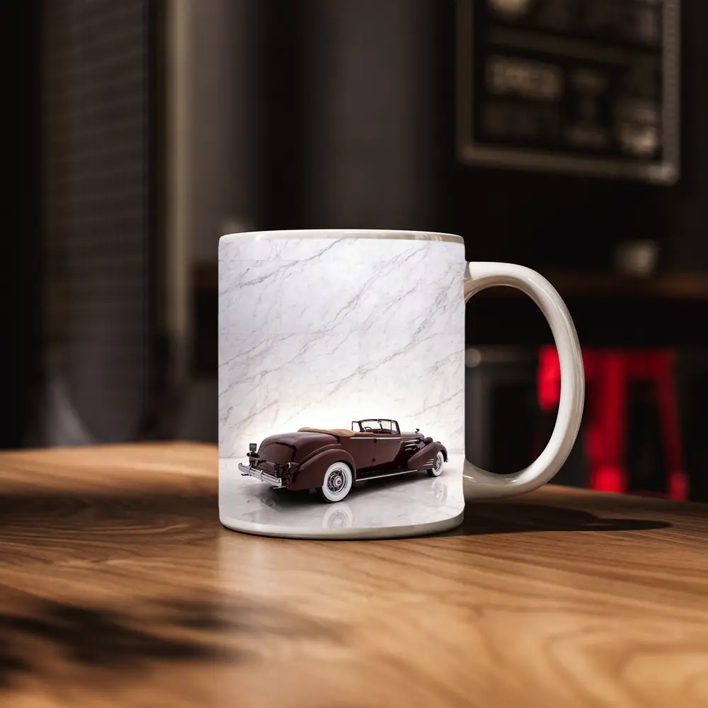 1935 Cadillac Series Convertible Marble Background – Mugs