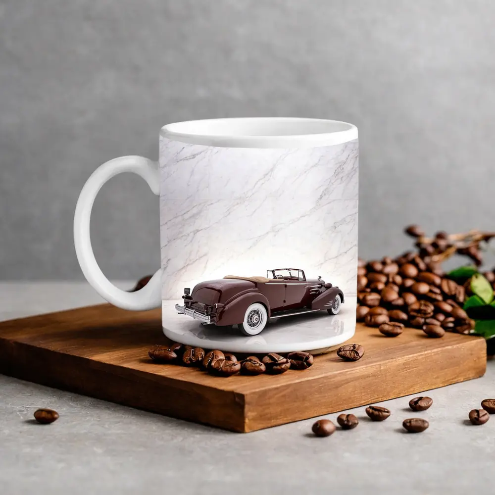 1935 Cadillac Series Convertible Marble Background – Mugs