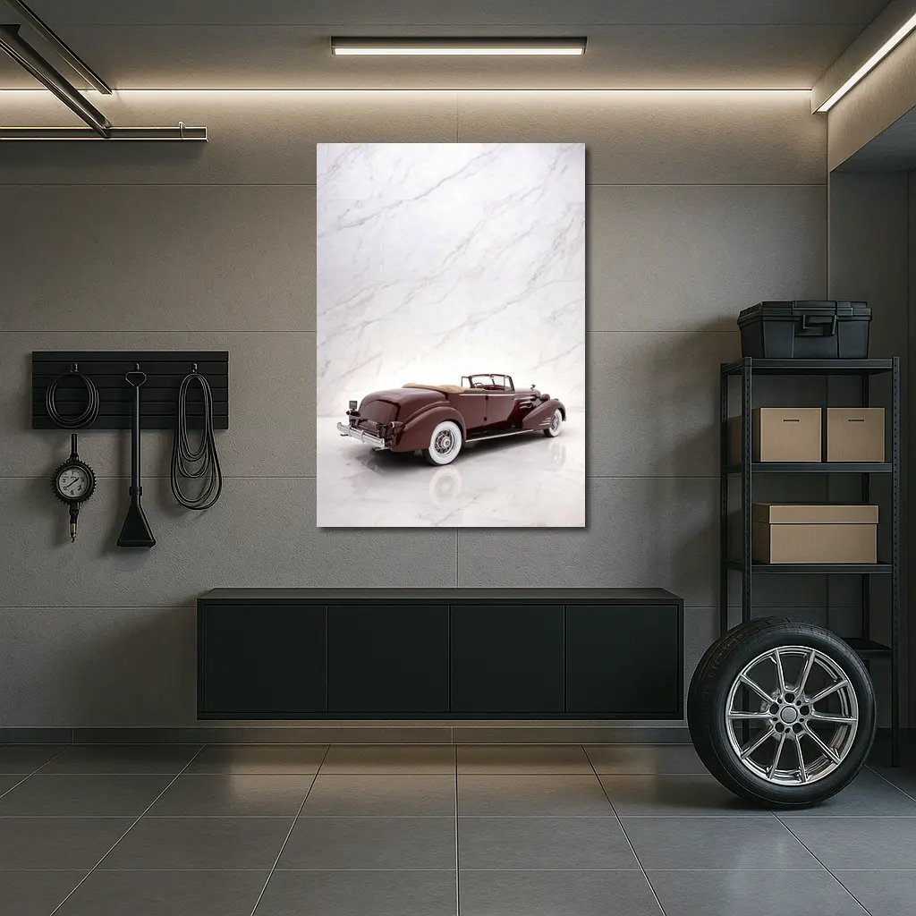 1935 Cadillac Series Convertible Marble Background – Wall Art