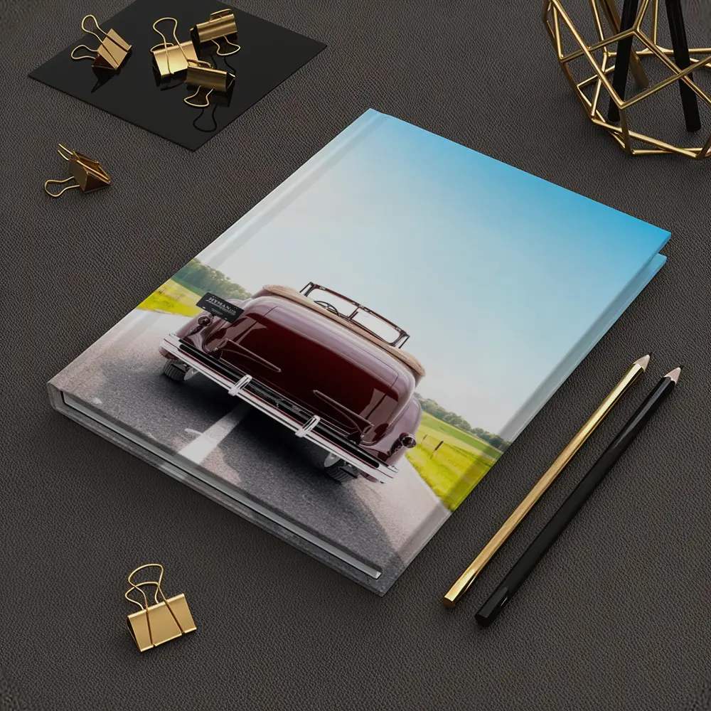 Classic Cadillac Convertible On Open Road – Notebooks