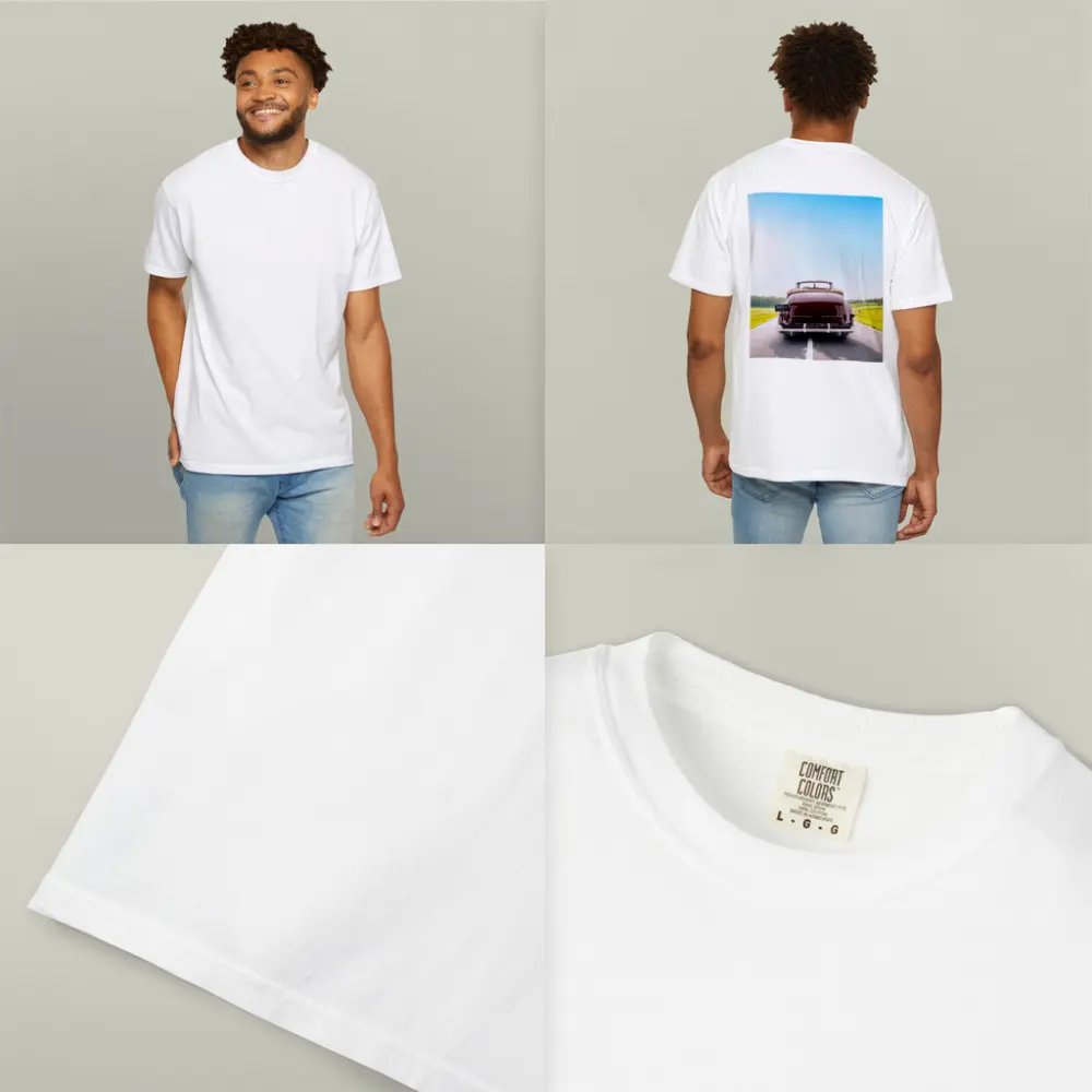 Classic Cadillac Convertible On Open Road – T-Shirts