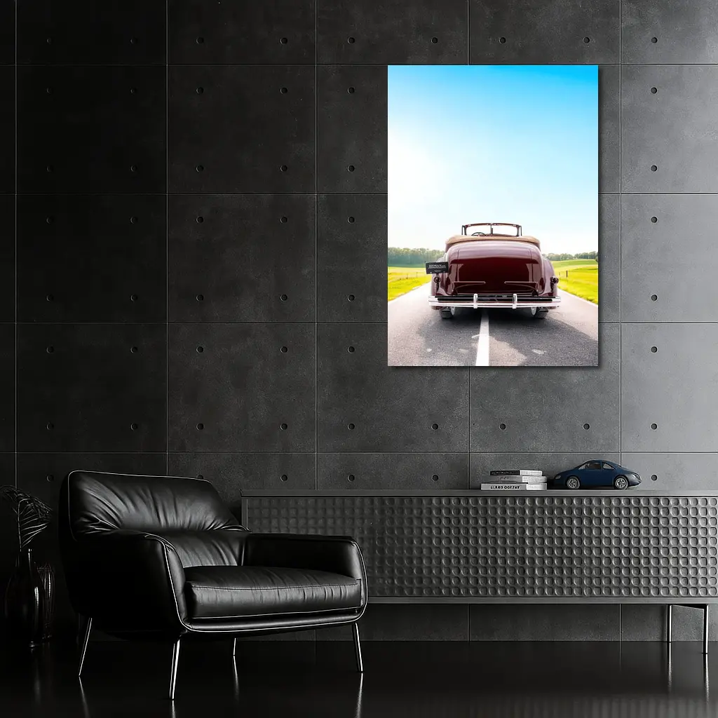 Classic Cadillac Convertible On Open Road – Wall Art