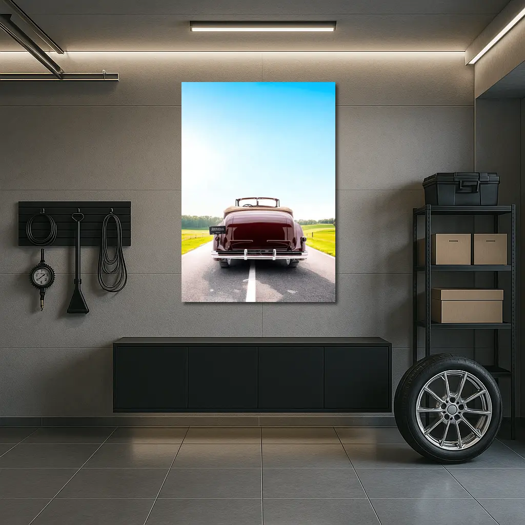 Classic Cadillac Convertible On Open Road – Wall Art