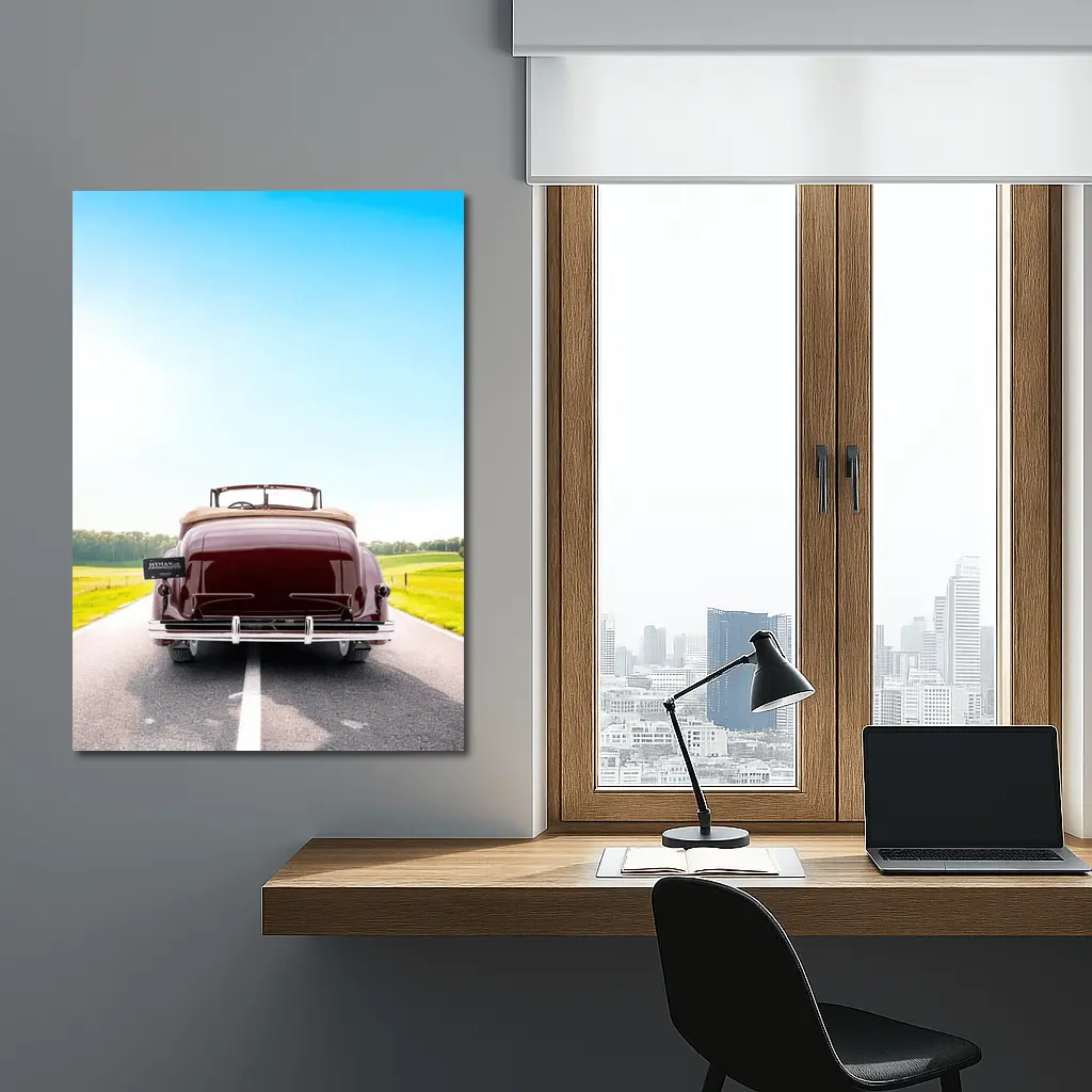 Classic Cadillac Convertible On Open Road – Wall Art