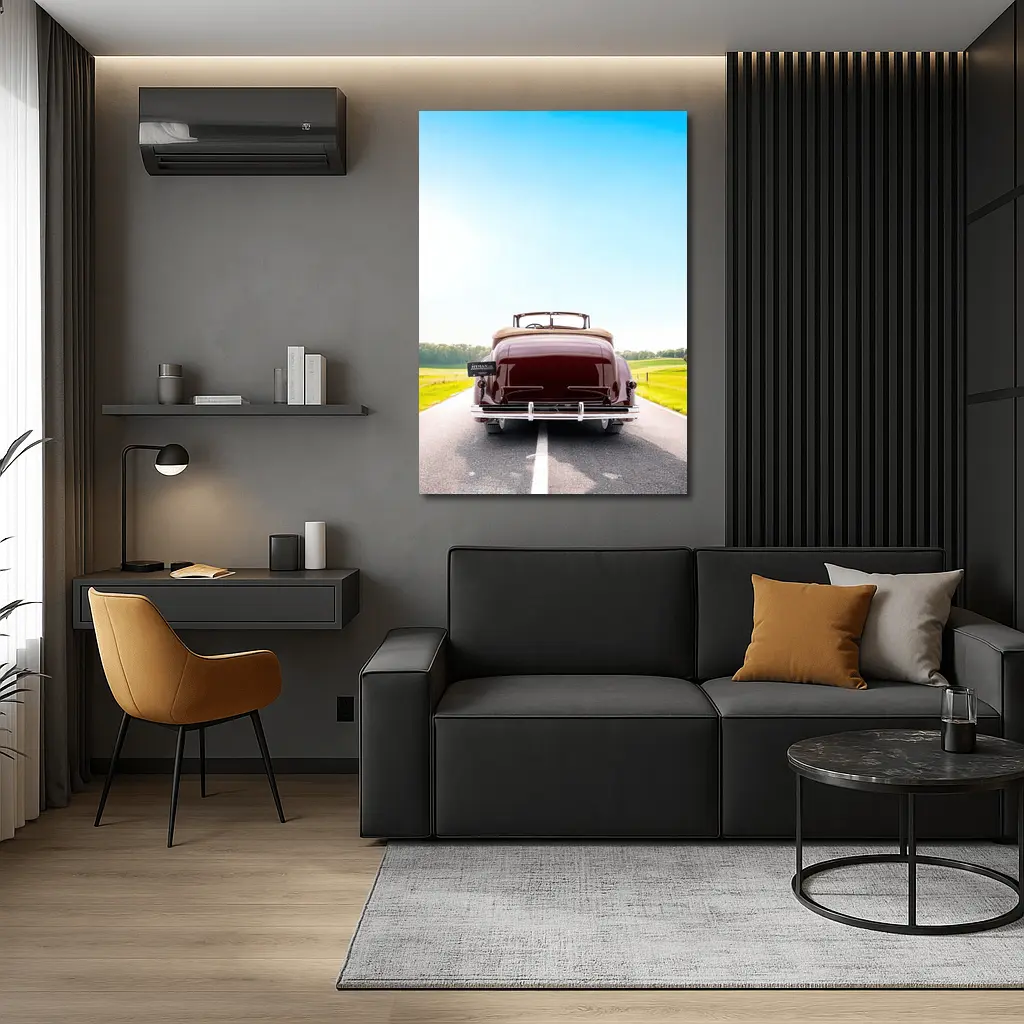Classic Cadillac Convertible On Open Road – Wall Art