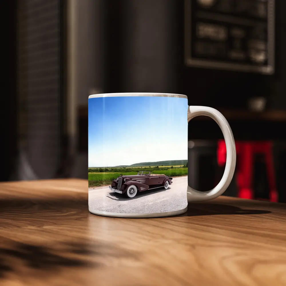 Classic Cadillac Convertible Open Road Summer Drive – Mugs