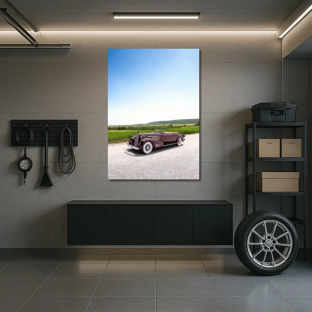Classic Cadillac Convertible Open Road Summer Drive – Wall Art