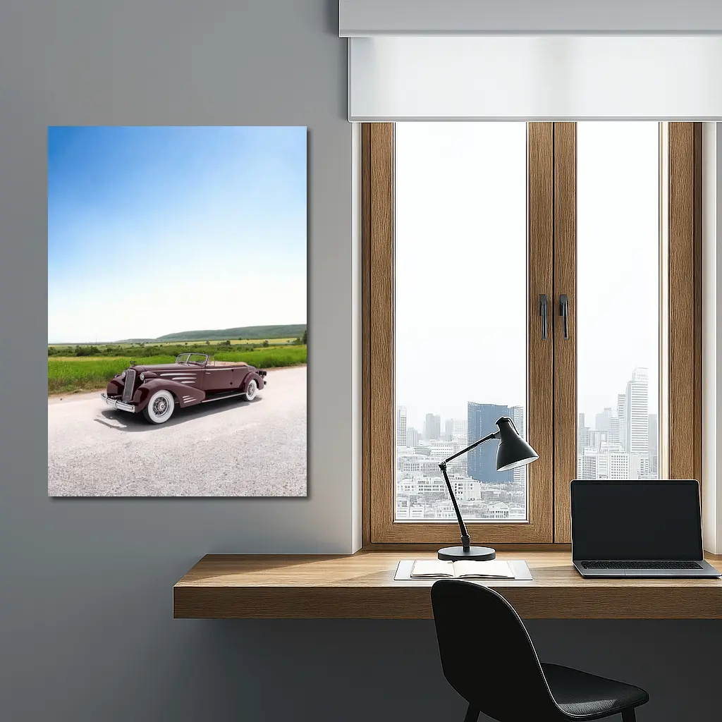 Classic Cadillac Convertible Open Road Summer Drive – Wall Art