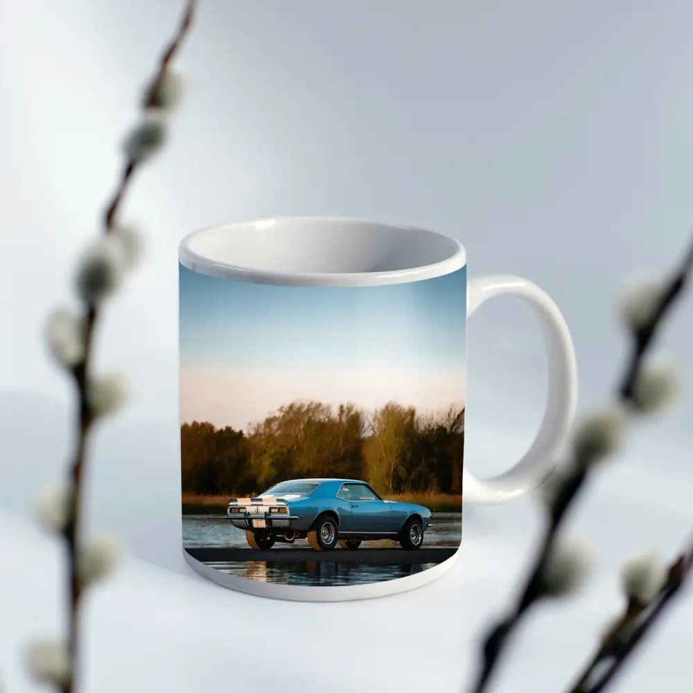 1968 Chevrolet Camaro Blue Lakeside Nature – Mugs