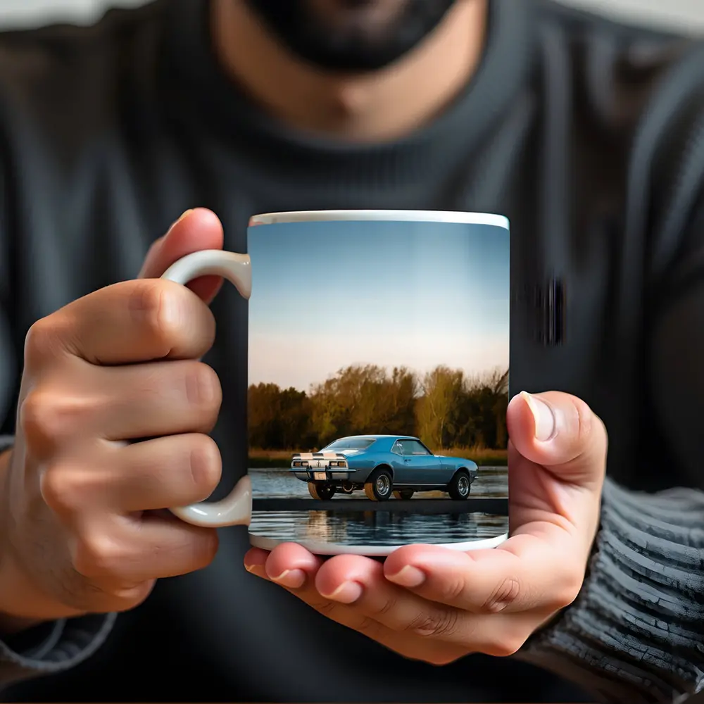 1968 Chevrolet Camaro Blue Lakeside Nature – Mugs