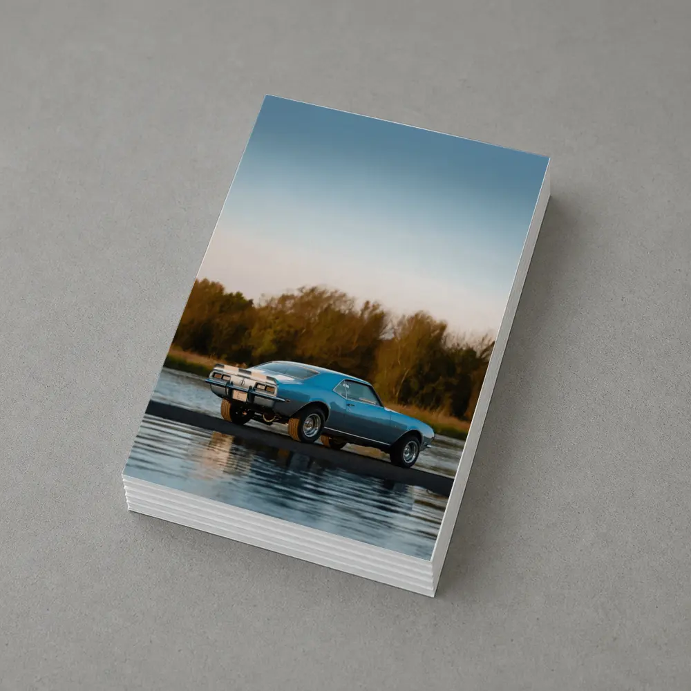 1968 Chevrolet Camaro Blue Lakeside Nature – Postcards