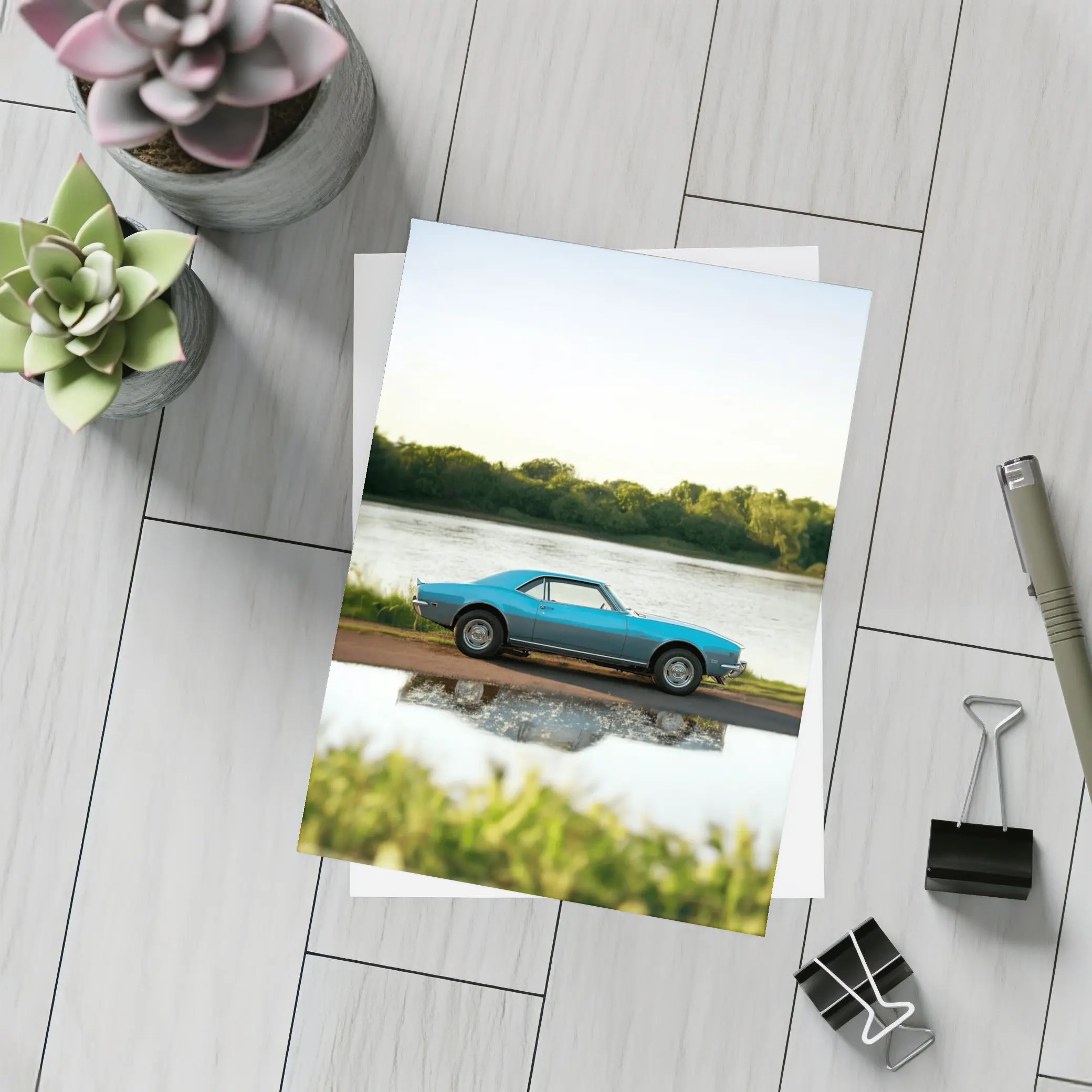 1968 Chevrolet Camaro Blue Lakeside Reflection – Postcards