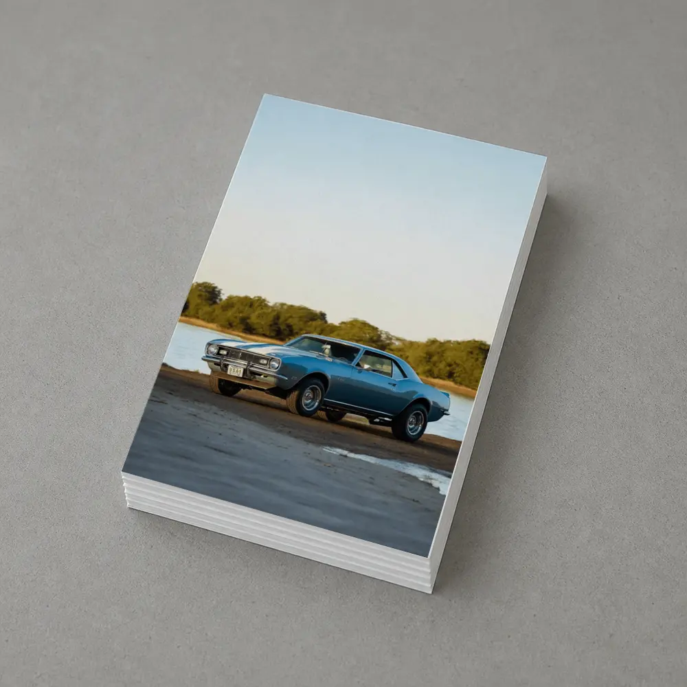 Classic Chevrolet Camaro Blue Coastal Shore – Postcards