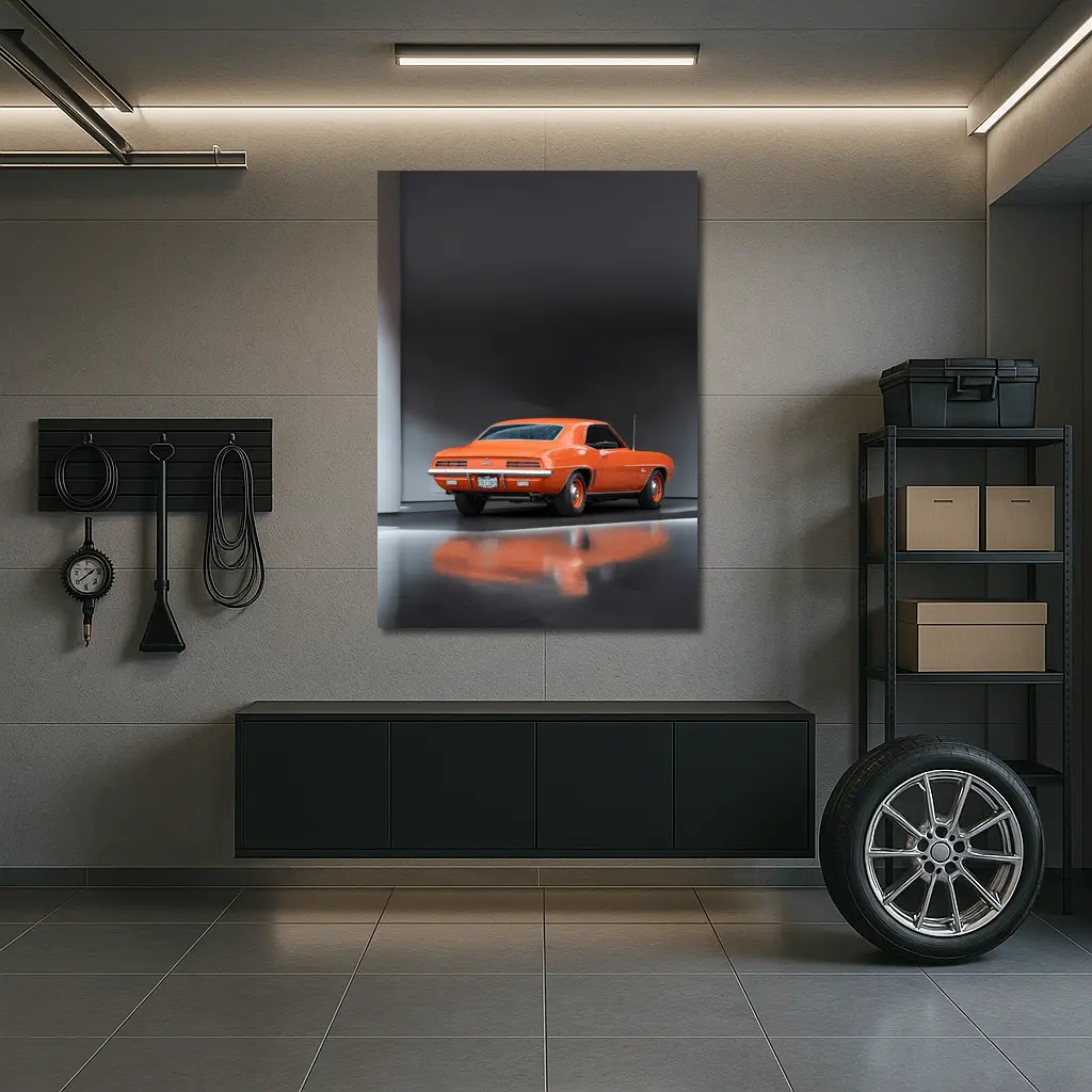 1969 Chevrolet Camaro Orange Studio Shot – Wall Art