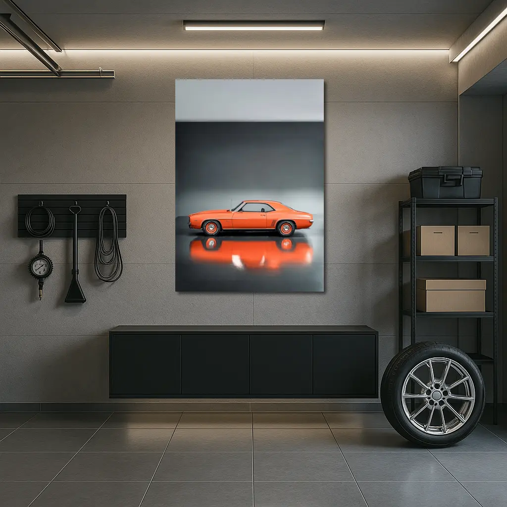 1969 Chevrolet Camaro Orange Studio Shot – Wall Art