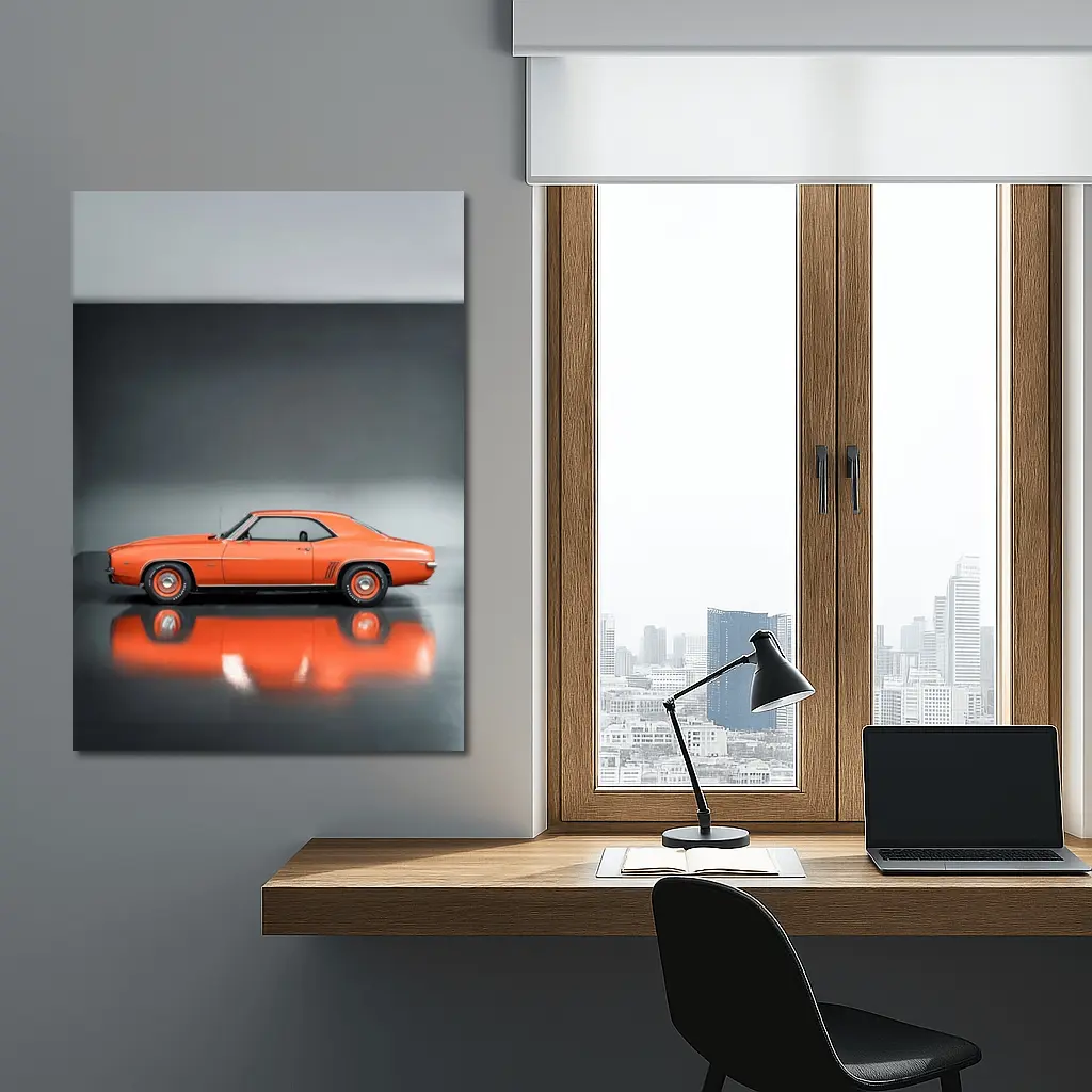 1969 Chevrolet Camaro Orange Studio Shot – Wall Art