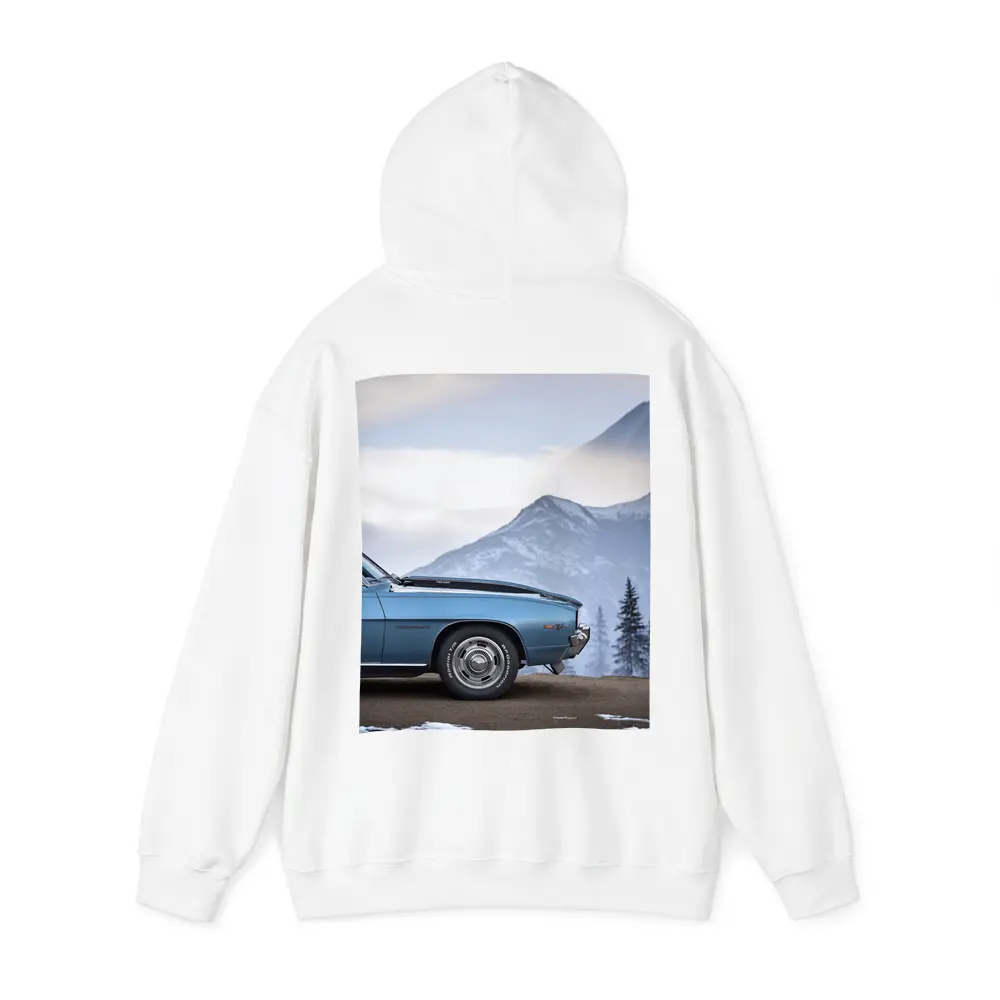 Chevrolet Camaro Classic Blue Snowy Mountain Backdrop – Hoodies