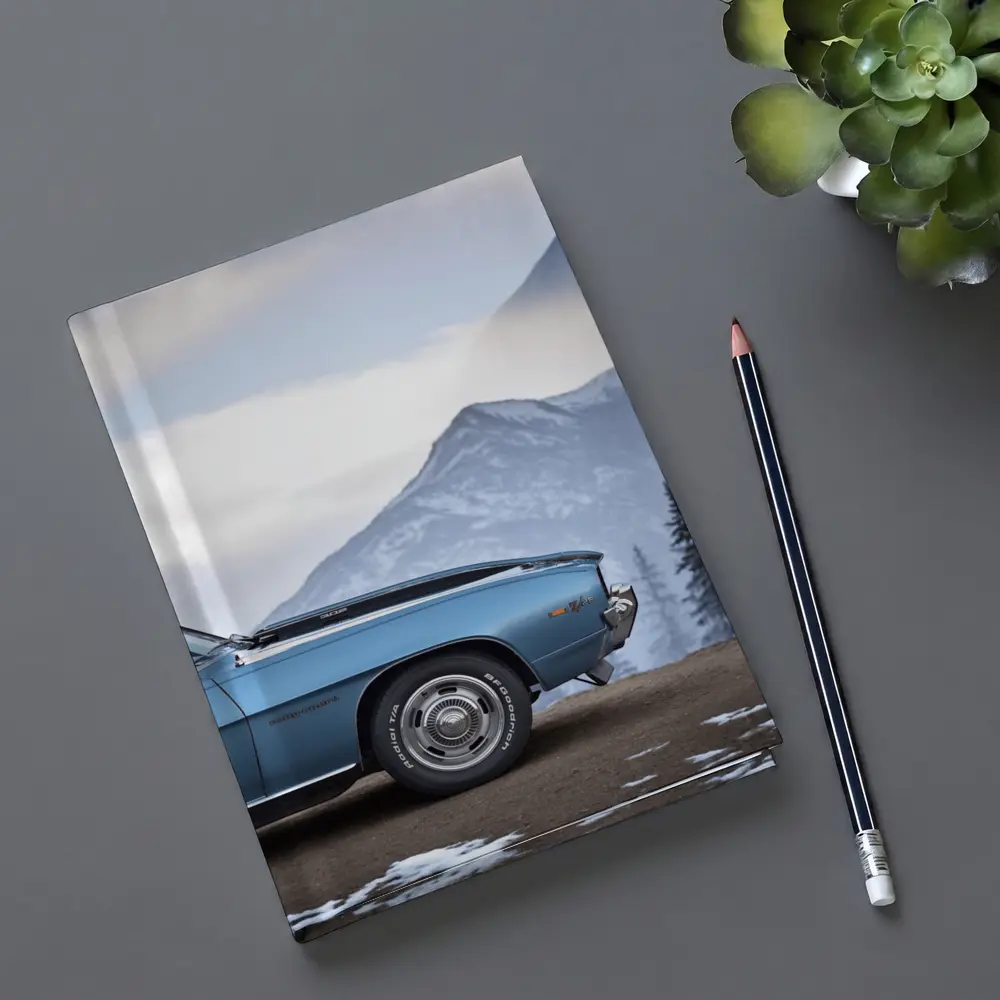 Chevrolet Camaro Classic Blue Snowy Mountain Backdrop – Notebooks