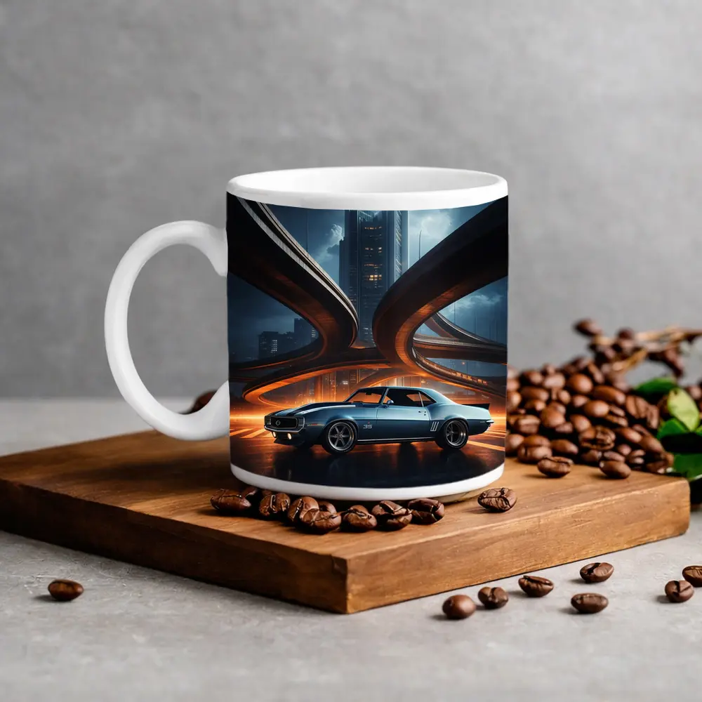 Chevrolet Camaro Classic Muscle Car City Night – Mugs