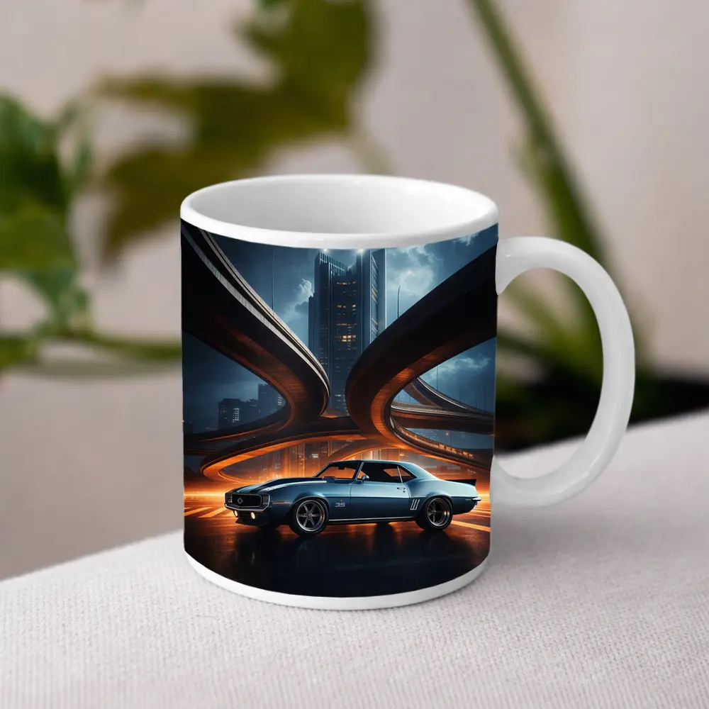 Chevrolet Camaro Classic Muscle Car City Night – Mugs