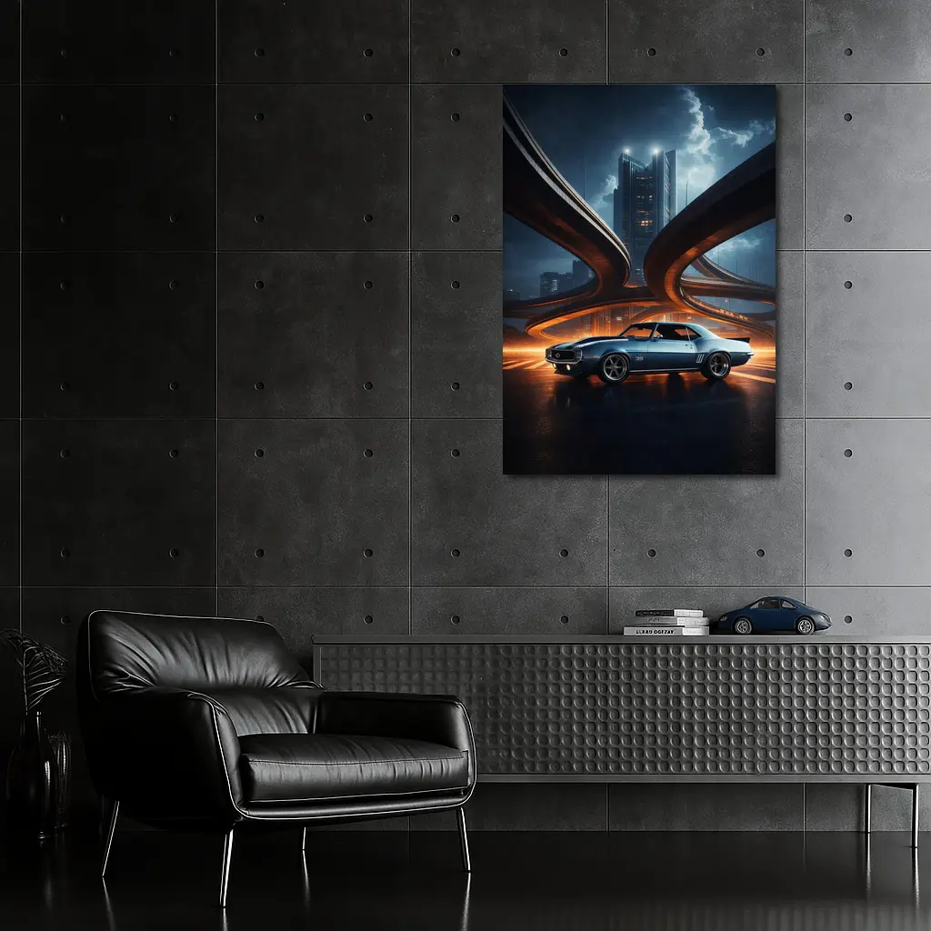 Chevrolet Camaro Classic Muscle Car City Night – Wall Art