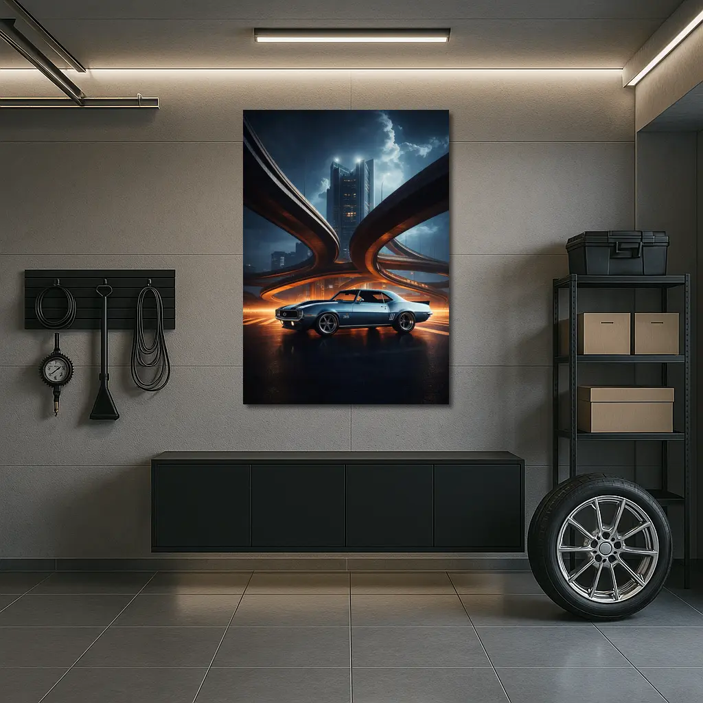 Chevrolet Camaro Classic Muscle Car City Night – Wall Art