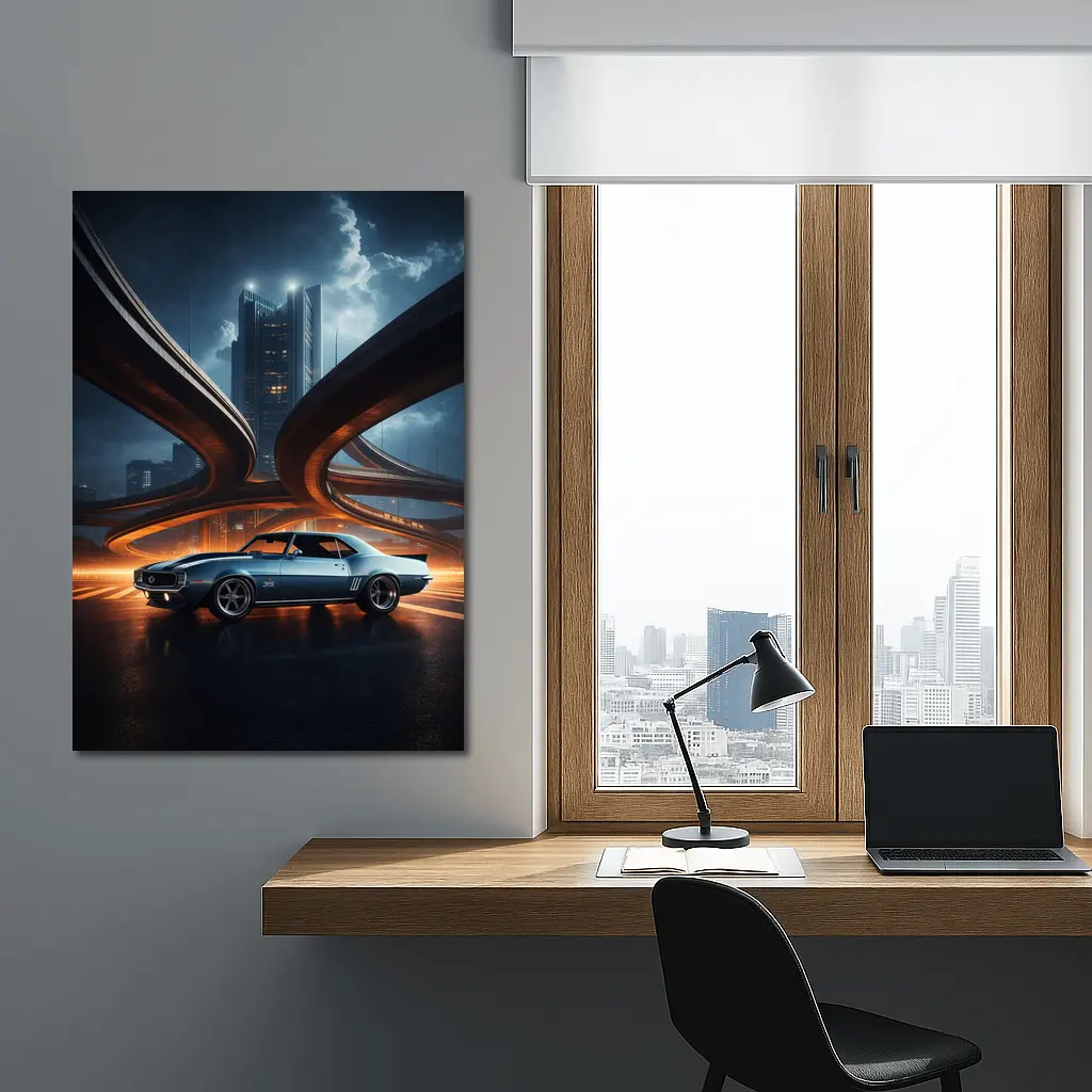 Chevrolet Camaro Classic Muscle Car City Night – Wall Art