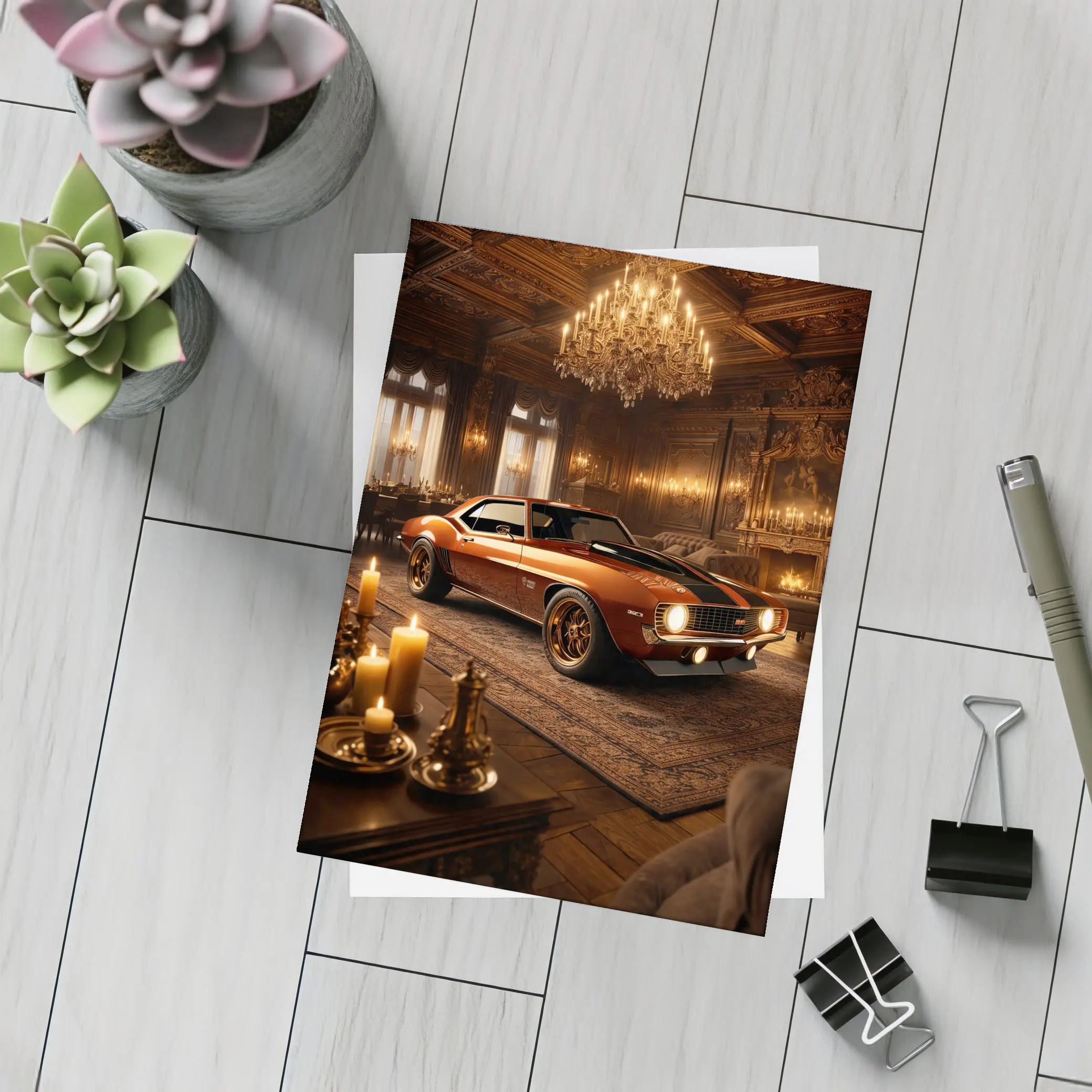 Chevrolet Camaro Classic Muscle Car Luxury Interior – Postcards