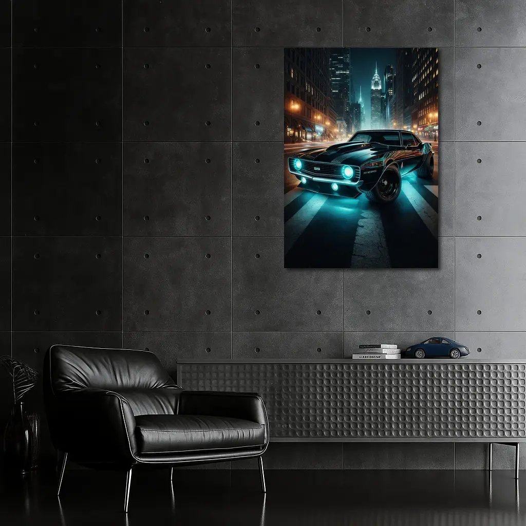 Chevrolet Camaro SS Neon City Night – Wall Art