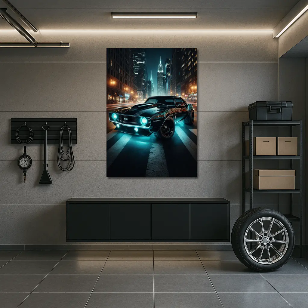 Chevrolet Camaro SS Neon City Night – Wall Art