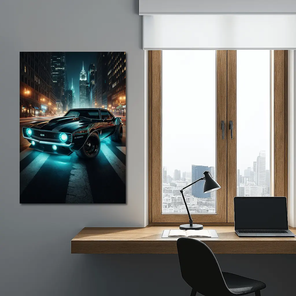 Chevrolet Camaro SS Neon City Night – Wall Art