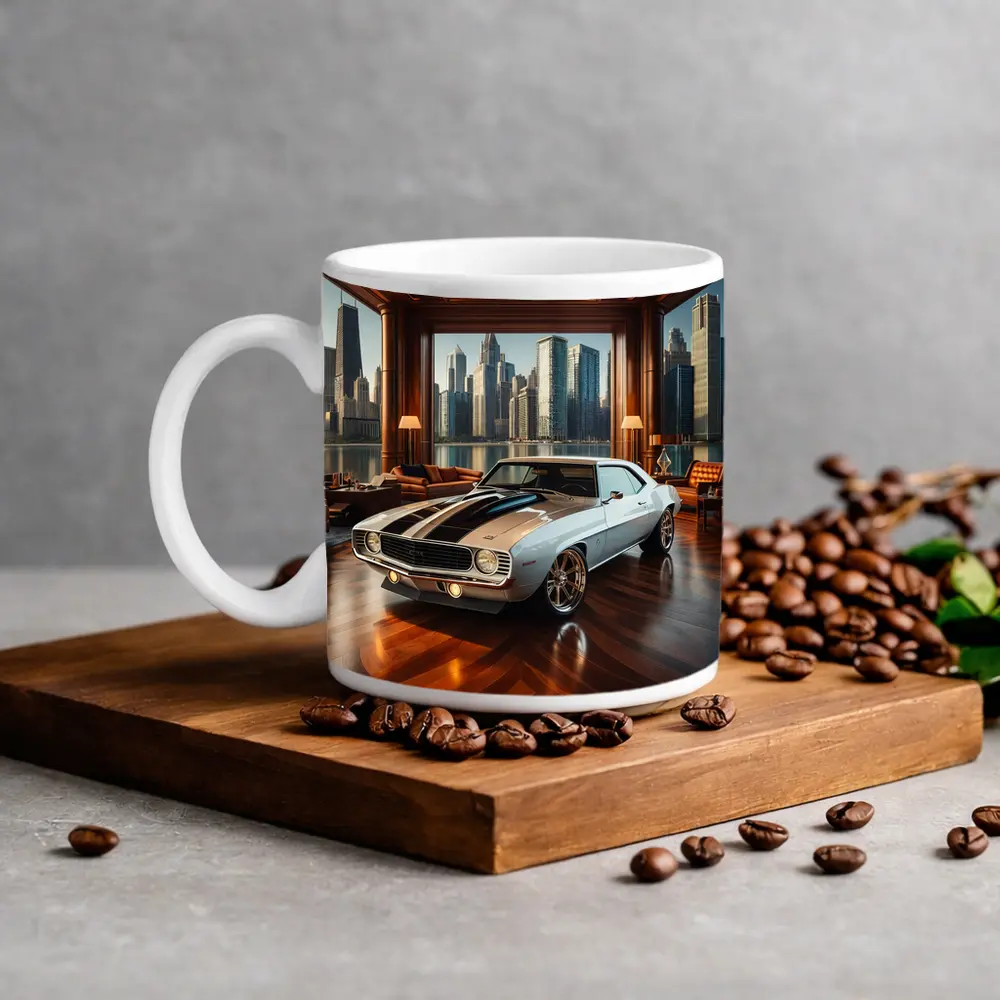 1969 Chevrolet Camaro Luxury Interior Cityscape – Mugs