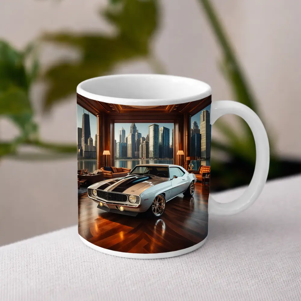 1969 Chevrolet Camaro Luxury Interior Cityscape – Mugs