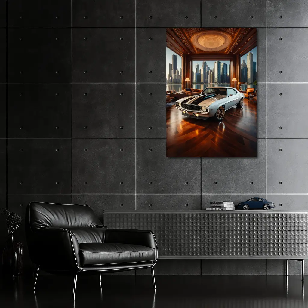 1969 Chevrolet Camaro Luxury Interior Cityscape – Wall Art