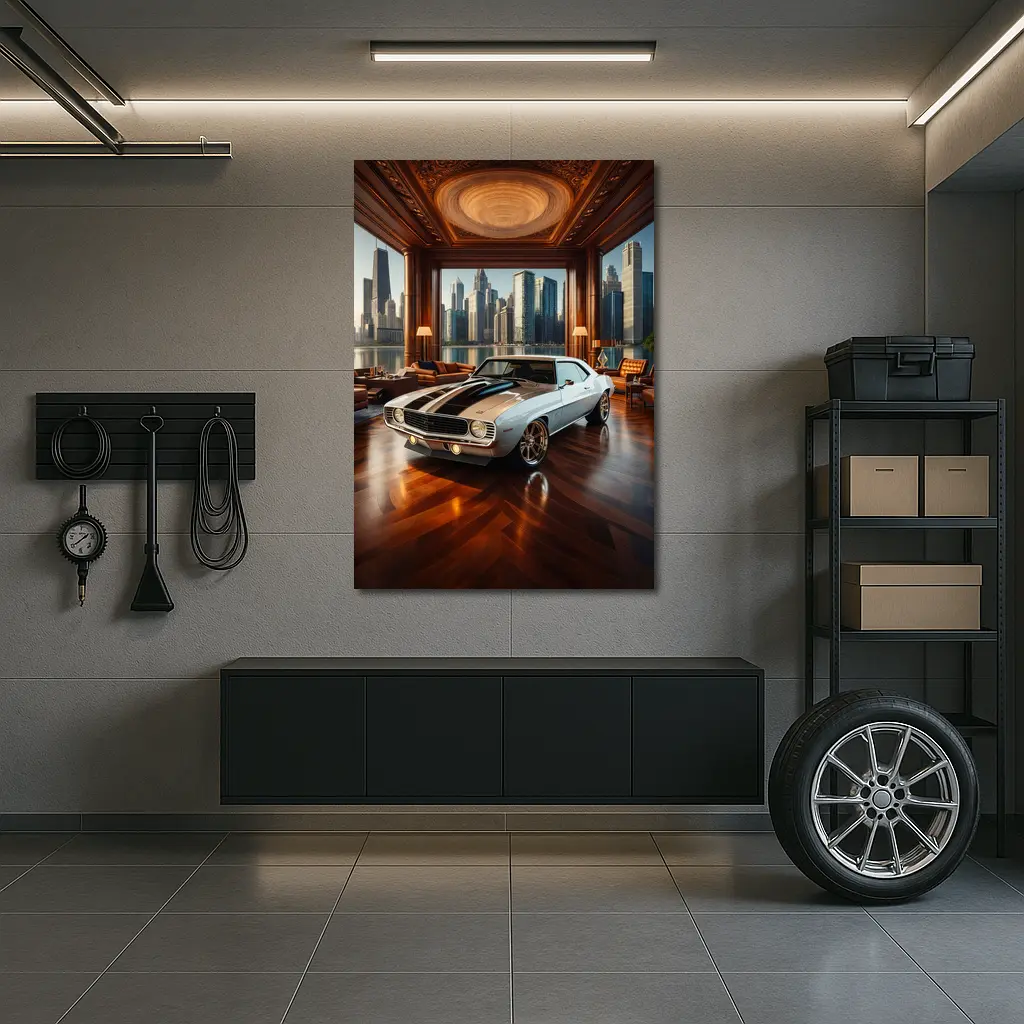 1969 Chevrolet Camaro Luxury Interior Cityscape – Wall Art