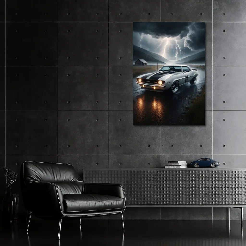 Chevrolet Camaro Classic Muscle Thunderstorm Rain – Wall Art
