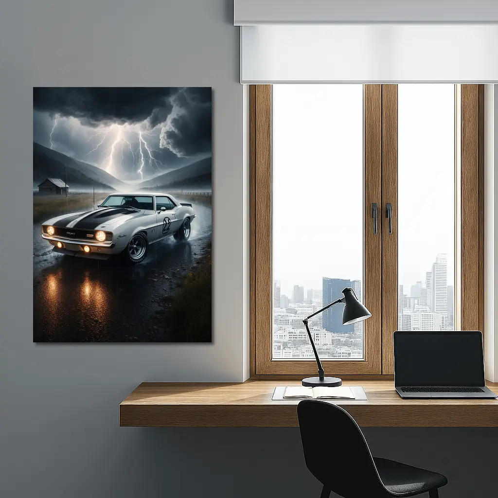 Chevrolet Camaro Classic Muscle Thunderstorm Rain – Wall Art