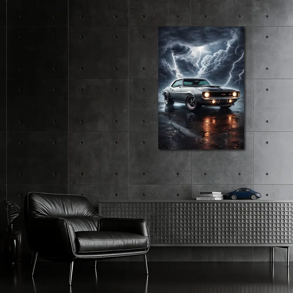Chevrolet Camaro Classic Muscle Thunderstorm Night – Wall Art